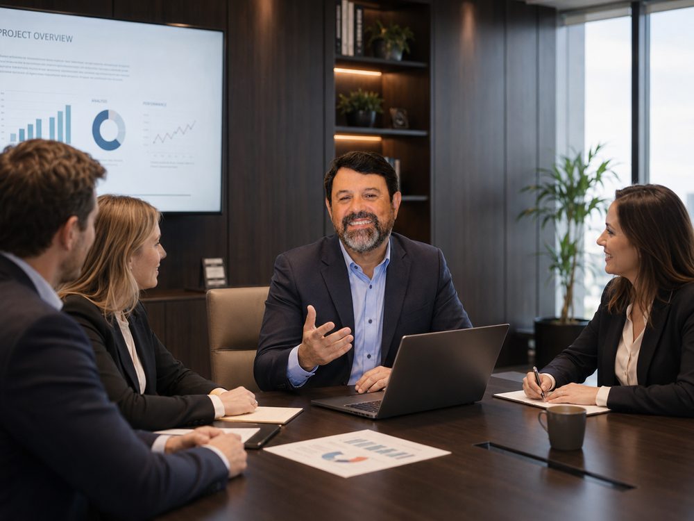 Alexandre Fernandes em reunião estratégica com clientes ACAF